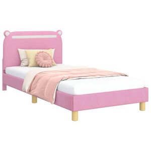 vidaXL Cadre de lit pour enfants avec t&ecirc;te de lit Rose 90 x 200 cm