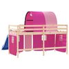 vidaXL Lit mezzanine enfants avec tunnel sans matelas rose 90x190 cm