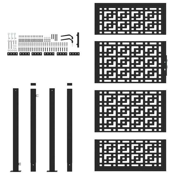 vidaXL Portail de jardin noir 100x175 cm en acier avec croix