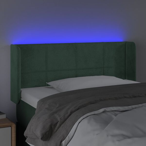 vidaXL T&ecirc;te de lit &agrave; LED Vert fonc&eacute; 83x16x78/88 cm Velours