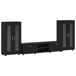 vidaXL Ensemble meuble TV FLORIN 3 pcs Noir Bois d'ing&eacute;nierie
