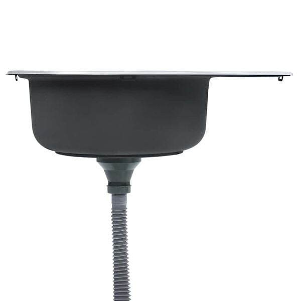 vidaXL Évier de cuisine avec crépine et piège Ovale Acier inoxydable