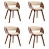 vidaXL Chaises &agrave; manger lot de 4 cr&egrave;me bois courb&eacute; et similicuir