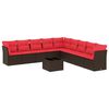 vidaXL Salon de jardin 10 pcs avec coussins marron r&eacute;sine tress&eacute;e