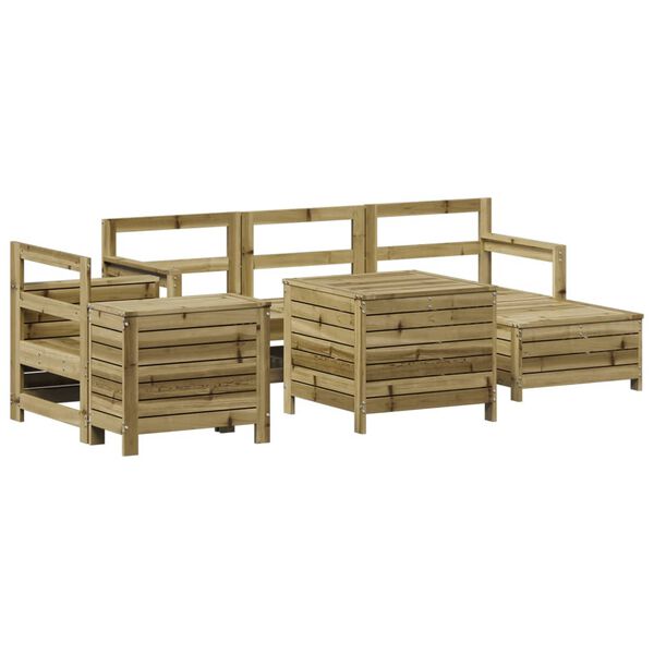 vidaXL Salon de jardin 7 pcs bois de pin impr&eacute;gn&eacute;