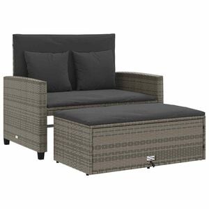 vidaXL Canap&eacute; de jardin 2 places avec coussins gris r&eacute;sine tress&eacute;e