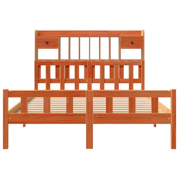 vidaXL Lit biblioth&egrave;que sans matelas cire marron 150x200 cm pin massif