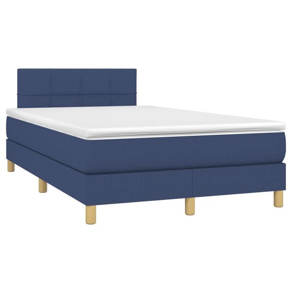 vidaXL Sommier &agrave; lattes de lit avec matelas bleu 120x190 cm tissu