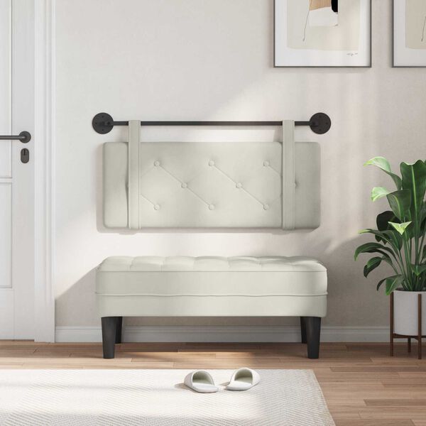 vidaXL T&ecirc;te de lit suspendue Cr&egrave;me 110 x 55 x 5 cm Velours