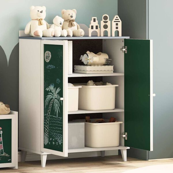 vidaXL Buffet avec Tableau Noir Gris et blanc 80 x 40 x 110 cm