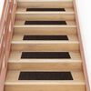 vidaXL Tapis d'escalier autocollants 15 pi&egrave;ces 76 x 20 cm Marron fonc&eacute; Rectangulaire