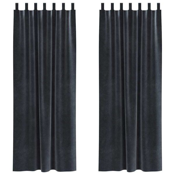 vidaXL Rideaux occultants 2 pcs Gris fonc&eacute; 140 x 245 cm Velours