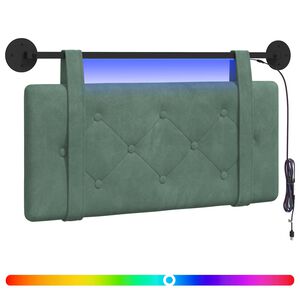 vidaXL T&ecirc;te de lit suspendue Avec lumi&egrave;re LED Vert Mer Velours