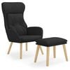 vidaXL Chaise de relaxation avec repose-pied Noir Tissu