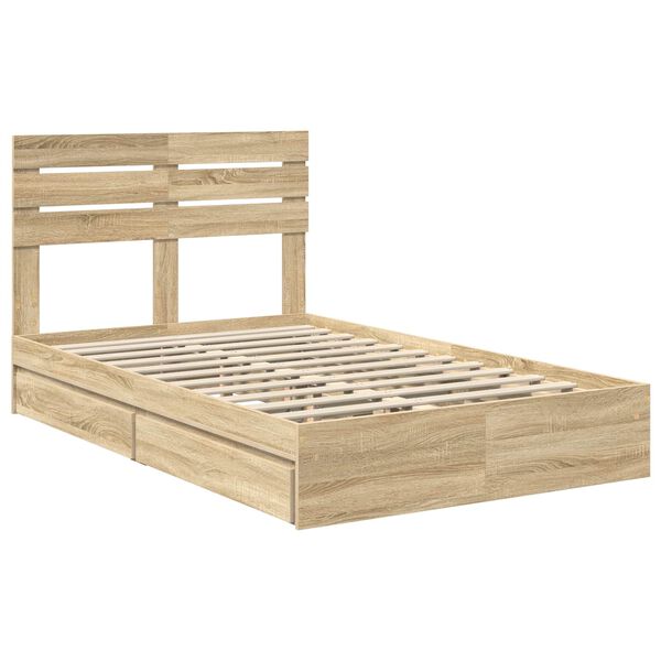 vidaXL Lit de Rangement Ch&ecirc;ne Sonoma 120 x 200 cm Bois d'ing&eacute;nierie