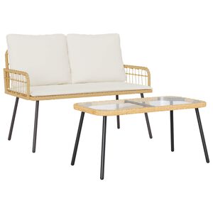 vidaXL Ensemble de salle &agrave; manger pour jardin 2 pcs Naturel polyrotin