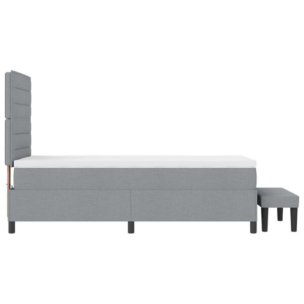vidaXL Lit &agrave; ressorts avec matelas Gris clair 90 x 190 cm tissu