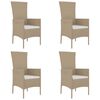 vidaXL Chaises de jardin avec coussins lot de 4 R&eacute;sine tress&eacute;e Beige