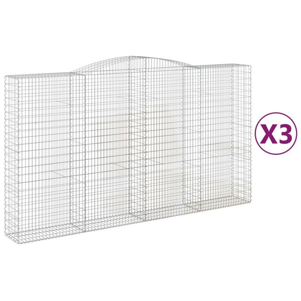 vidaXL Paniers à gabions arqués 3 pcs 400x50x220/240 cm Fer galvanisé
