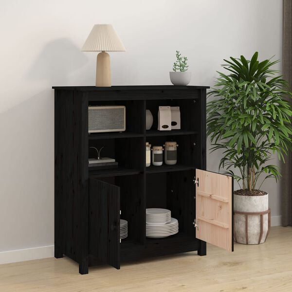 vidaXL Buffet Noir 83x41,5x100 cm Bois massif de pin