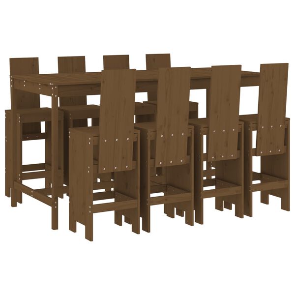 vidaXL Ensemble de bar de jardin 9 pcs marron miel bois de pin massif