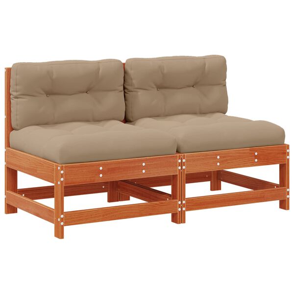 vidaXL Sofa de jardin milieu Pin massif Brun Cir&eacute;