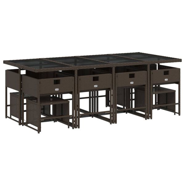 vidaXL Ensemble &agrave; manger de jardin avec coussins 13 pcs marron rotin