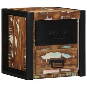 vidaXL Table de chevet multicolore 40x35x40 cm bois de r&eacute;cup&eacute;ration