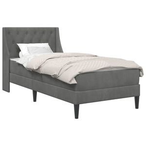 vidaXL Cadre de lit avec matelas Gris fonc&eacute; 90 x 190 cm Velours