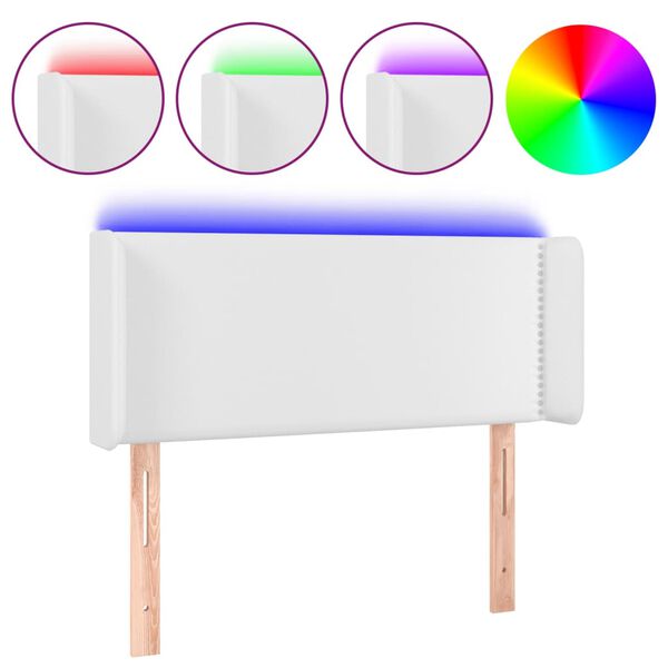 vidaXL T&ecirc;te de lit &agrave; LED Blanc 93x16x78/88 cm Similicuir