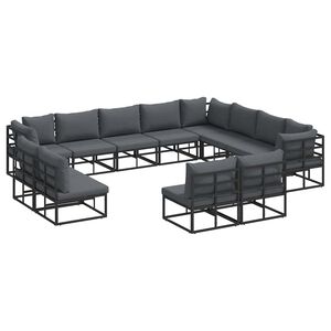 vidaXL Ensemble de canap&eacute; de jardin 12 pc Noir Aluminium