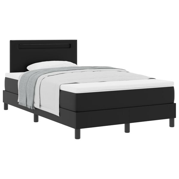 vidaXL Lit &agrave; ressorts avec matelas Noir 120 x 200 cm Simili cuir