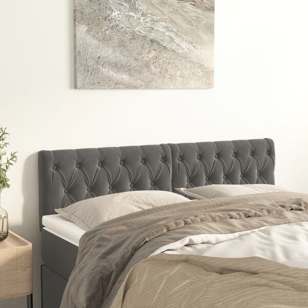 vidaXL T&ecirc;tes de lit Gris fonc&eacute; 144x7x78/88 cm Velours