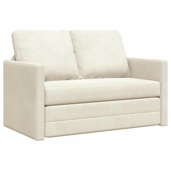 vidaXL Canap&eacute;-Lit 122cm Cr&egrave;me Velours