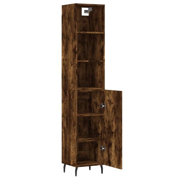vidaXL Buffet haut Ch&ecirc;ne fum&eacute; 34,5x34x180 cm Bois d'ing&eacute;nierie