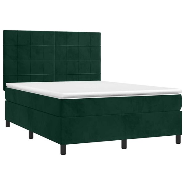 vidaXL Sommier &agrave; lattes de lit matelas et LED Vert fonc&eacute; 140x200 cm