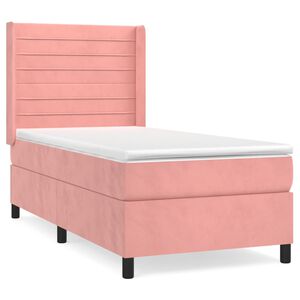 vidaXL Sommier &agrave; lattes de lit avec matelas Rose 90x200 cm Velours