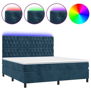 vidaXL Sommier &agrave; lattes de lit matelas et LED Bleu fonc&eacute; 180x200 cm