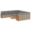 vidaXL Salon de jardin avec coussins 12 pcs beige r&eacute;sine tress&eacute;e