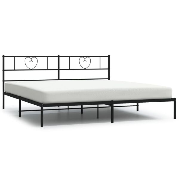 vidaXL Cadre de lit m&eacute;tal sans matelas avec t&ecirc;te de lit noir 200x200cm