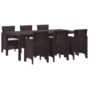 vidaXL Ensemble de salle à manger pour jardin 7 pcs Marron Rattan Polt