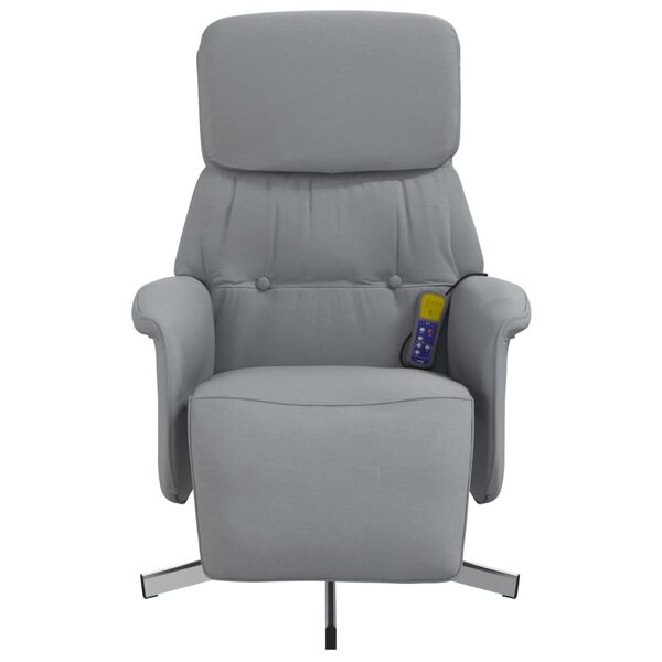 vidaXL Fauteuil inclinable de massage et repose-pieds gris clair tissu