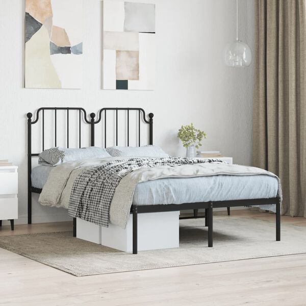 vidaXL Cadre de lit m&eacute;tal sans matelas avec t&ecirc;te de lit noir 120x190cm