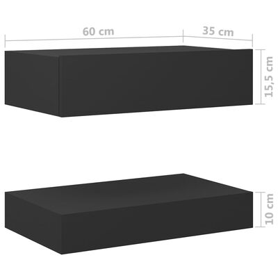 vidaXL Tables de chevet 2 pcs Gris 60x35 cm Aggloméré