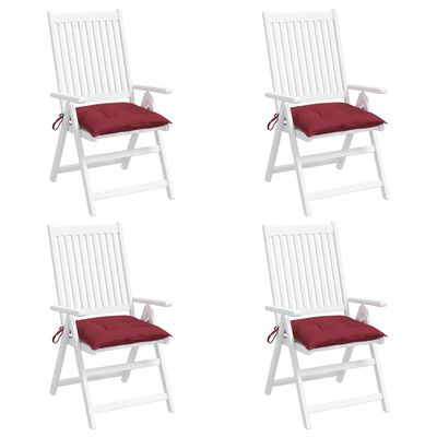 vidaXL Coussins de chaise lot de 4 rouge bordeaux 50x50x7 cm