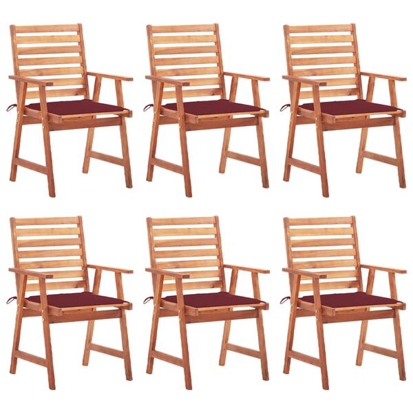 vidaXL Chaises &agrave; manger d'ext&eacute;rieur lot de 6 et coussins Acacia massif