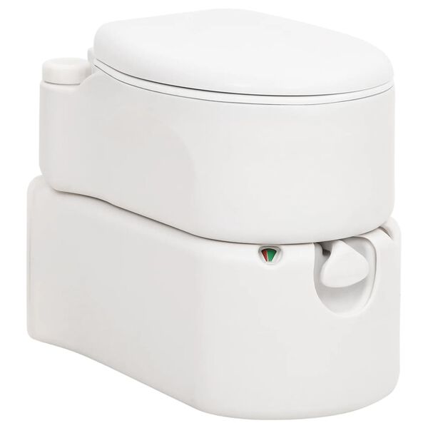 vidaXL Toilette de camping int&eacute;gr&eacute;e blanc 24+17 L PEHD et &eacute;mail