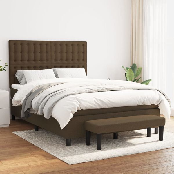 vidaXL Sommier &agrave; lattes de lit avec matelas Marron fonc&eacute; 140x190 cm