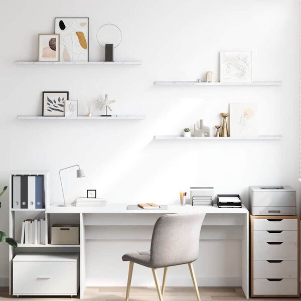 vidaXL &Eacute;tag&egrave;re Murale avec &eacute;tag&egrave;re 4 pcs Marbre blanc 115 x 9 x 3 cm
