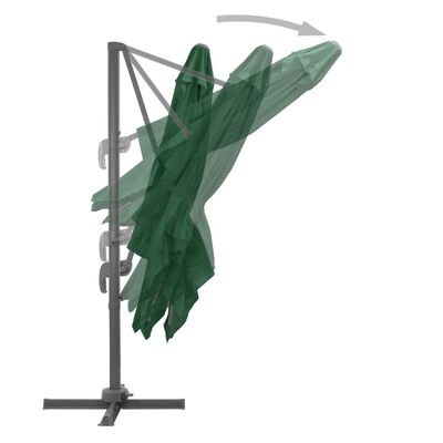 vidaXL Parasol en porte-à-faux avec mât en aluminium 400x300 cm Vert